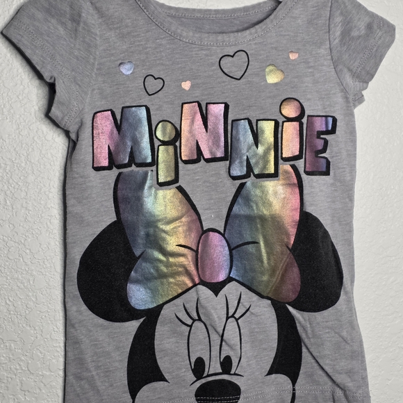 Disney Other - Disney Gray Minnie Graphic Tee with Iridescent Bow